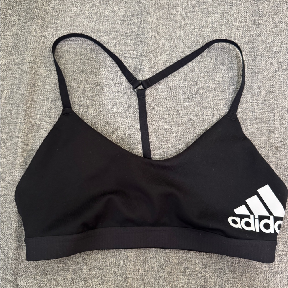 Adidas Black Sports Bra with White Logo Accent